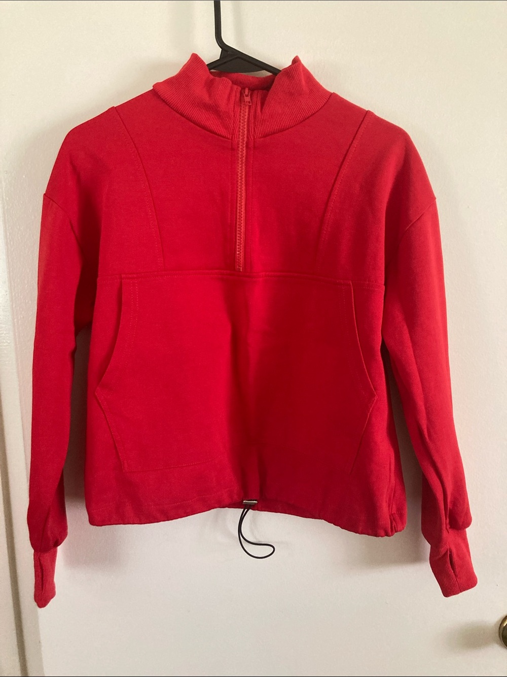 Half-Zip Cowl Pullover Sweater - Red